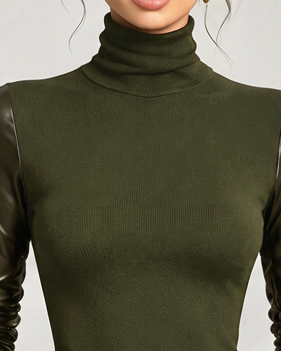 Top Turtleneck Patchwork Effen