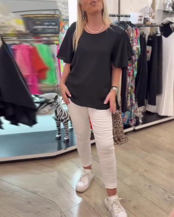 Blouse Ronde Hals Effen Kleur