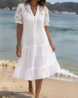Jurk Pofmouw Kant Resort