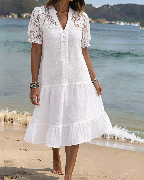 Jurk Pofmouw Kant Resort