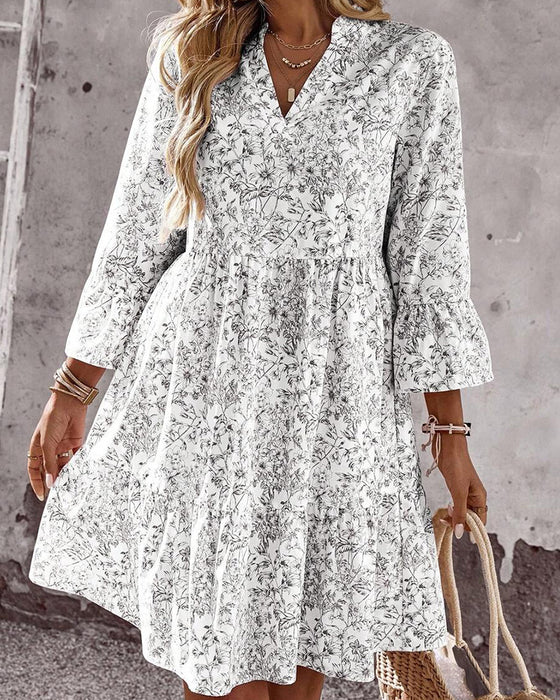 Jurk Bloemig V-hals Taart