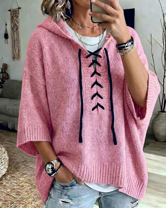 Pullover Strik Capuchon Casual