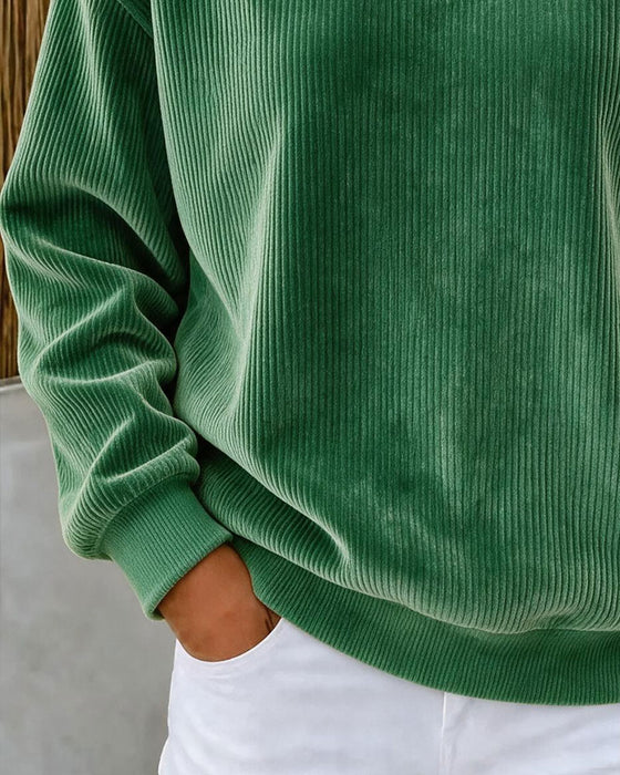 Sweatshirt Ribfluweel Ronde Hals