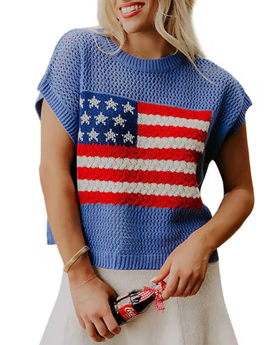 Pullover Vlagpatroon Crewneck