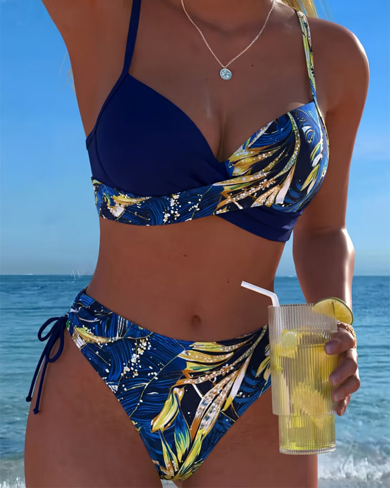 Bikini Tropische Print Zijstrik Sexy