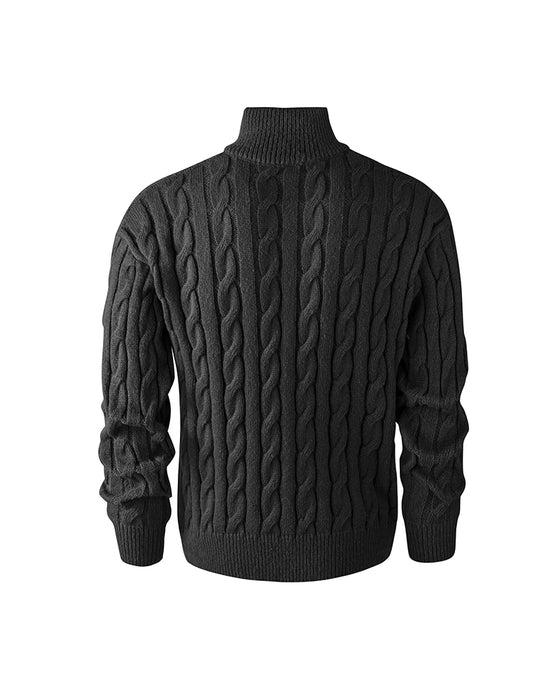 Herenpullover Effen Kleur Vlechtpatroon Rits