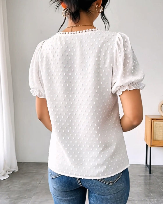 Blouse V-hals Pofmouw