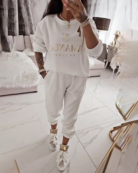 Set Sportief Casual Gedrukt Tweedelig