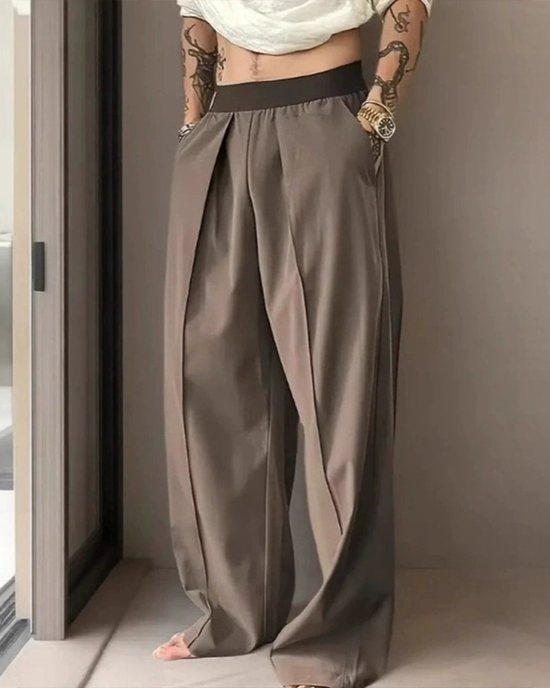 Broek Kleurblok Elastische Taille Casual