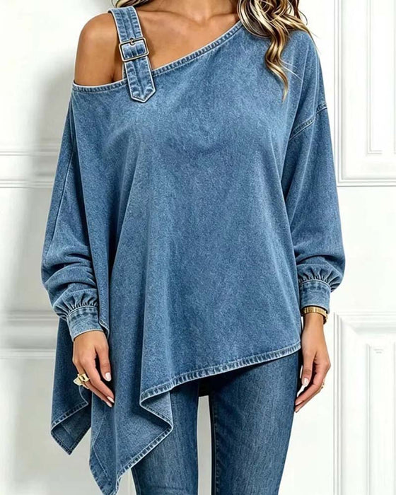 Blouse Off-Shoulder Onregelmatig Casual