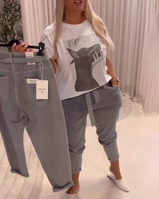 Broek Elastisch Slim Fit Casual
