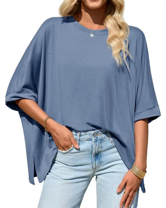 T-Shirt Loose Fit Alledaags Vleermuismouw