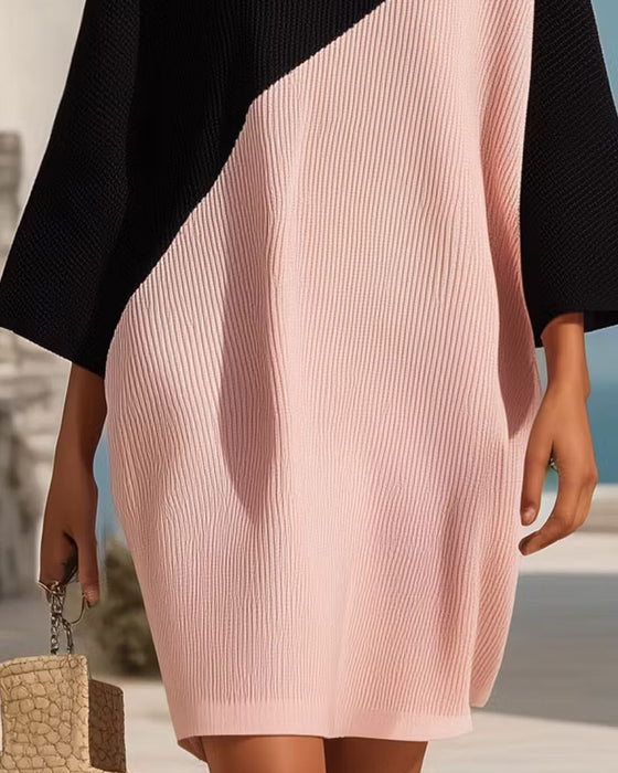 Dress Ronde Hals Kleurblok Shift