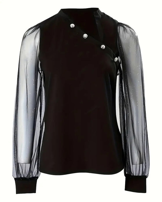 T-shirt modieus onregelmatig knoopje lange mouw