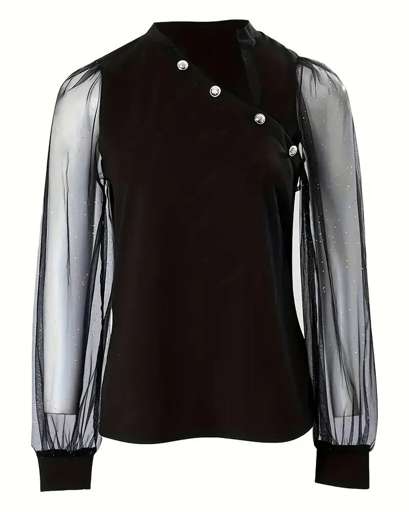 T-shirt modieus onregelmatig knoopje lange mouw