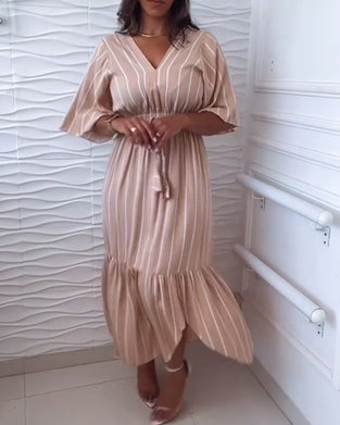 Casual jurk met trekkoord en strepenprint