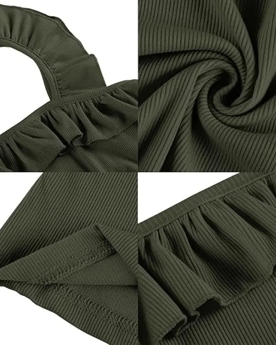 Cami Top Ruffle Rand Geribbeld