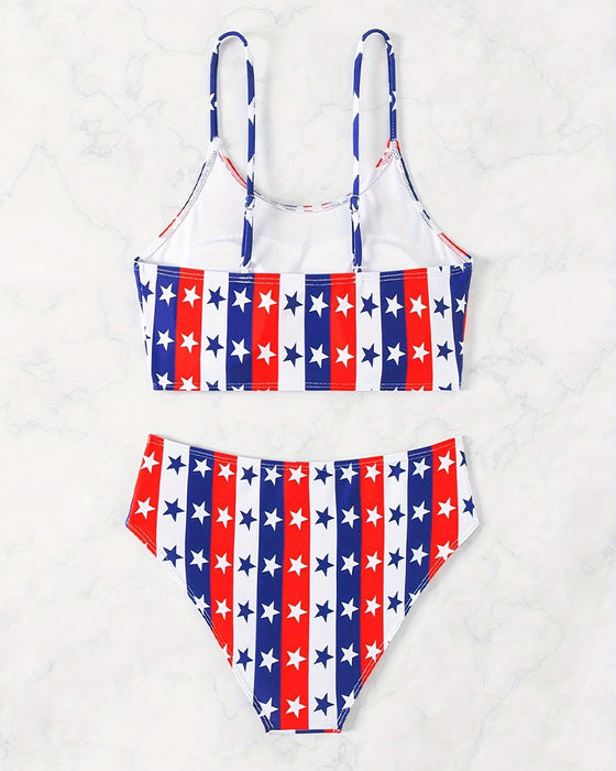 Bikini Sterren En Strepen Print