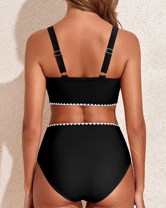 Bikini Hoge Taille Kleurenblok