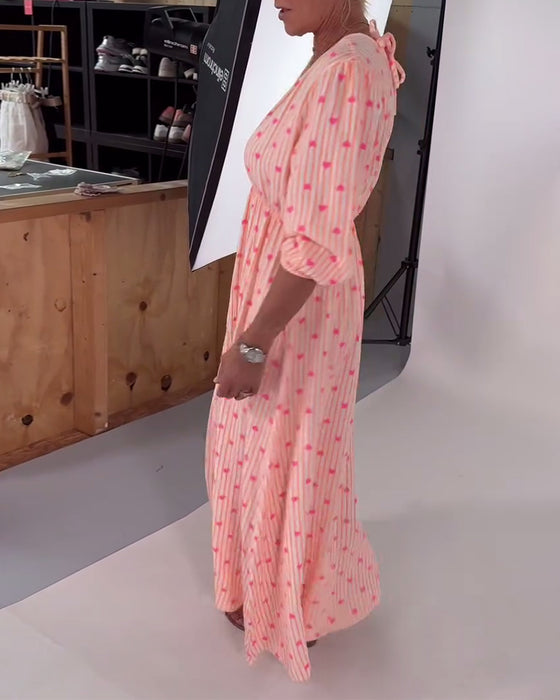 Jurk Elegant V-Hals Hartprint