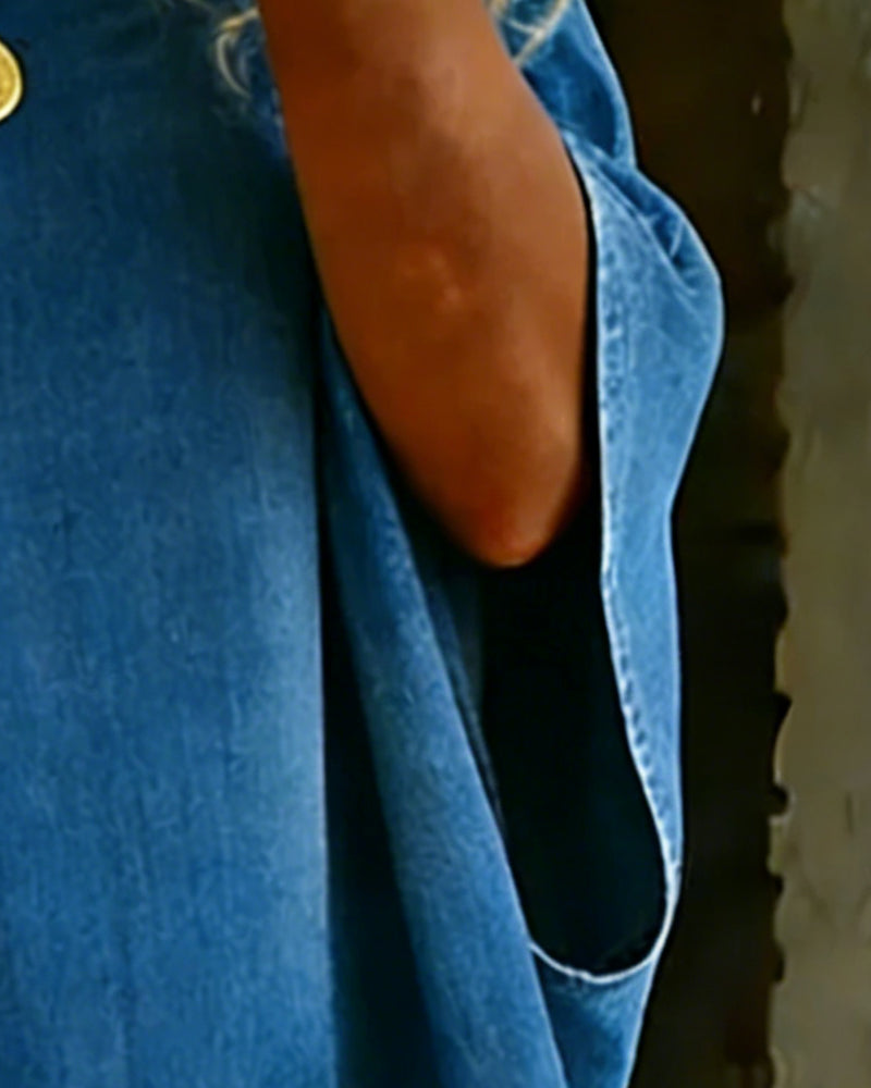 Top Blauw Brede Mouw Los