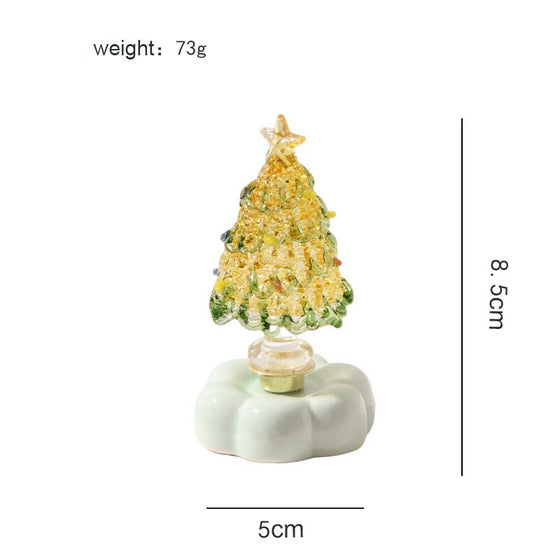 Glazen Kerstboom Met Roterende Keramieken Basis