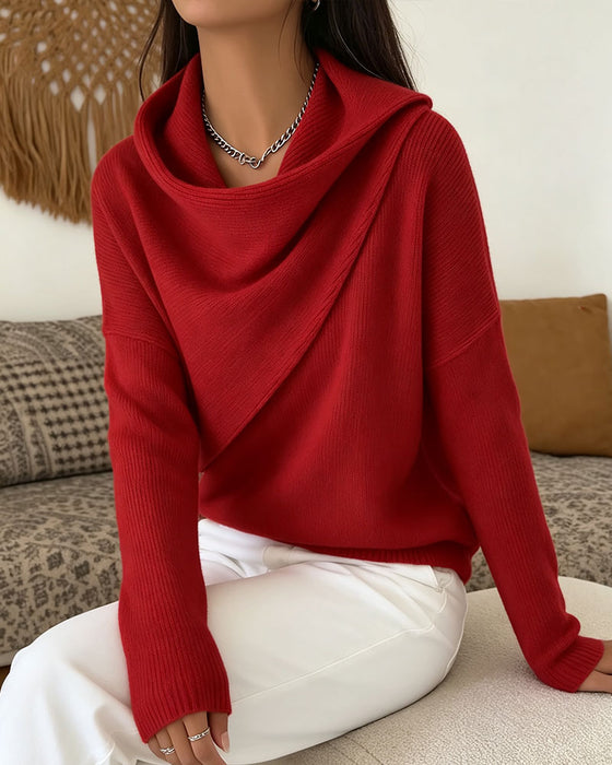 Pullover Stijlvol Mock Hals Lange Mouw Gebreid