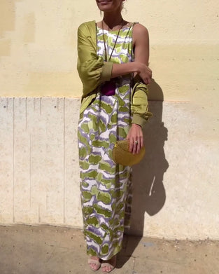 Set Mouwloos Gedrukte Jurk En Jas