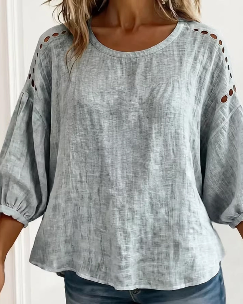 Blouse Uitgesneden Katoen En Linnen