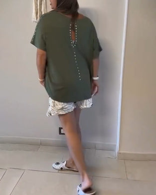 T-Shirt Loose Ronde Hals Korte Mouw