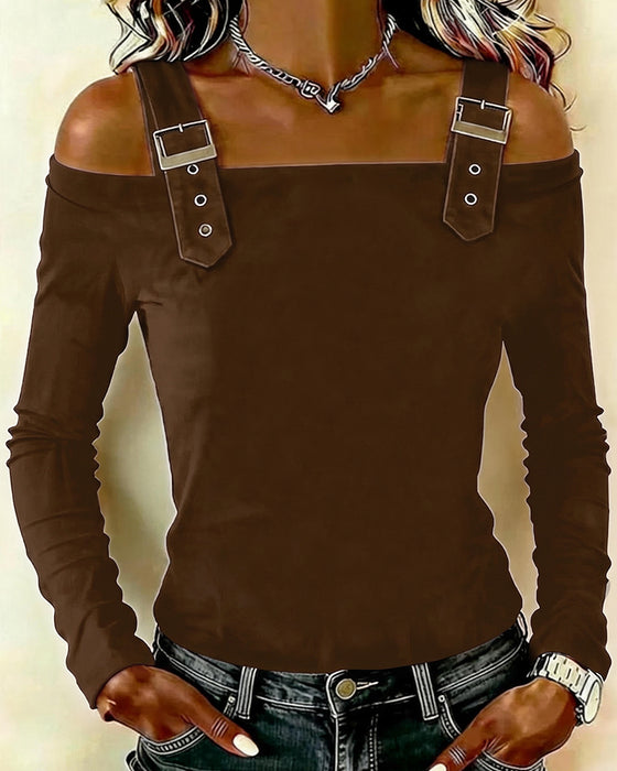 Top Lange Mouw Off-Shoulder Camisole