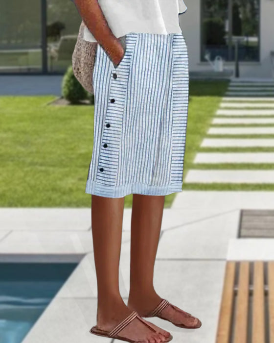 Shorts casual gestreepte zak