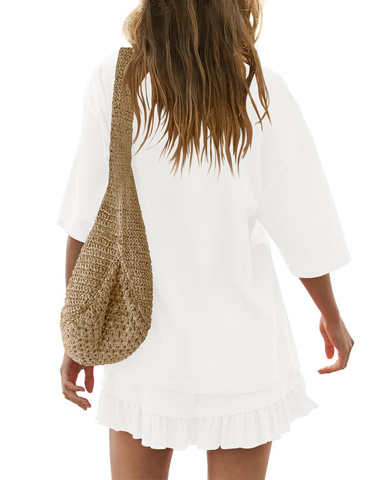 Tweedelige Set Ronde Hals Effen Kleur