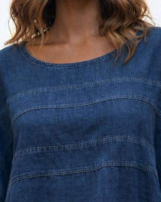 Top Los Vleermuismouw Denim
