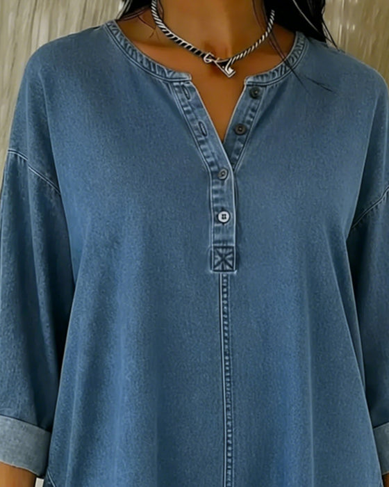 Top Geknoopt V-Hals Denim