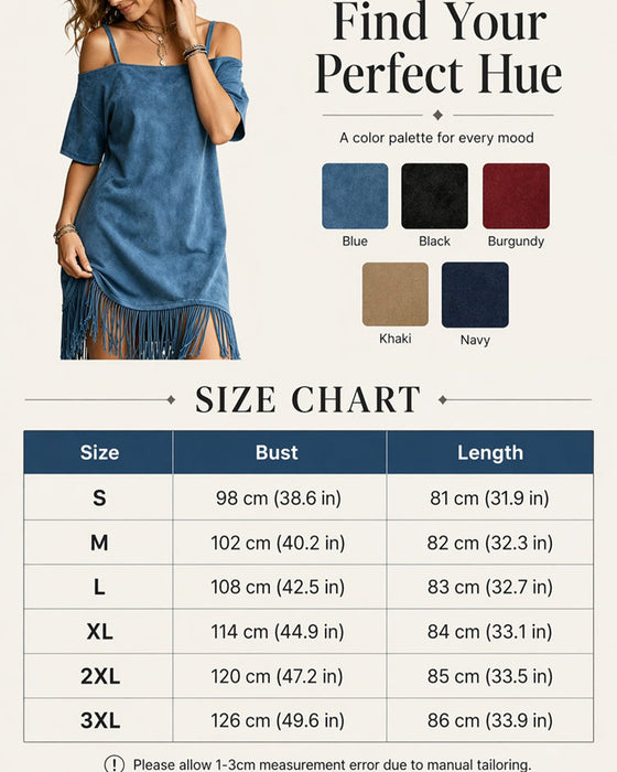 Jurk Spaghettiband Franje Effen Off-Shoulder