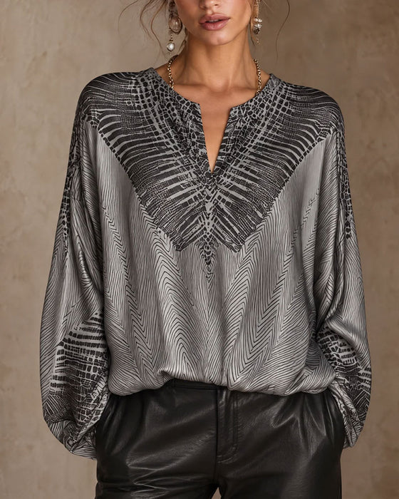 Blouse Patroon V-Hals Los