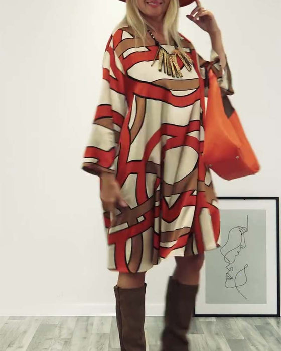 Jurk met ronde hals en print