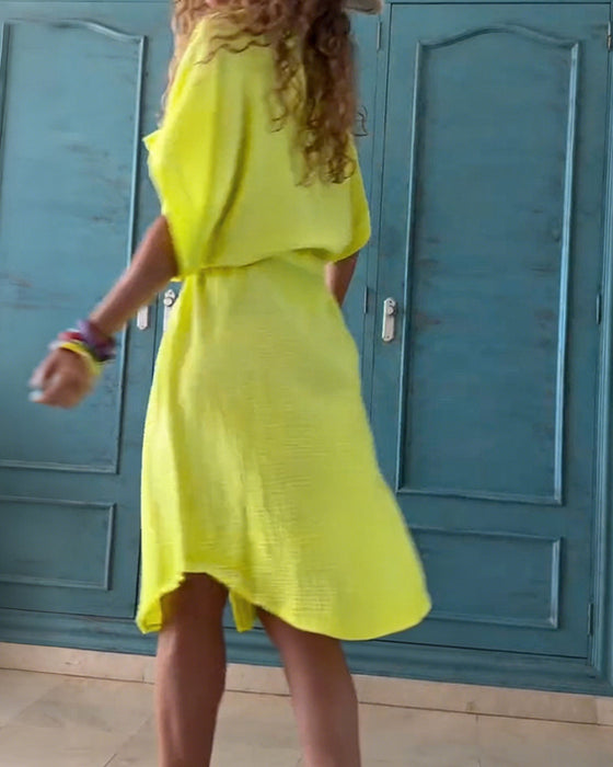 Casual Jurk Effen Kleur Met Trekkoord