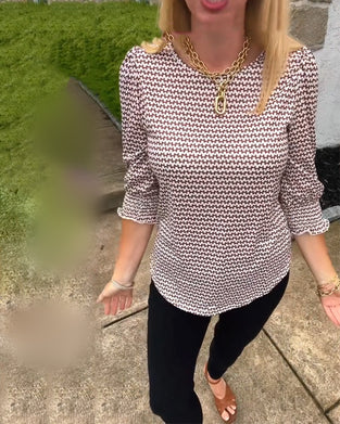 Top Elegant Halflange Mouw Geprint