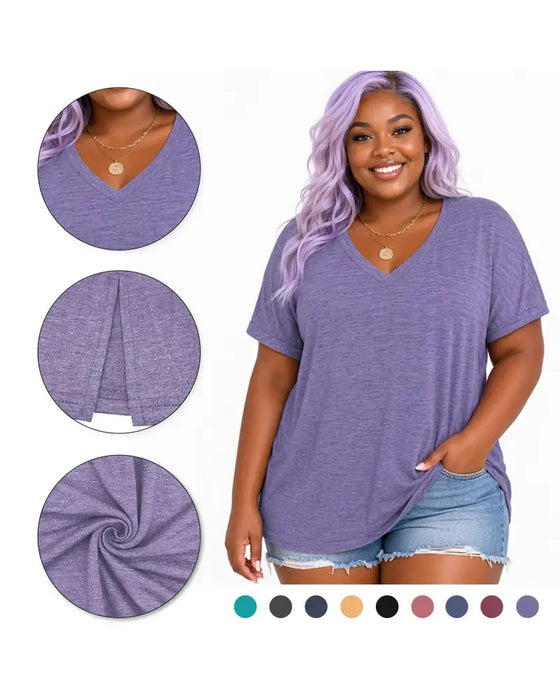 T-Shirt V-Hals Korte Mouw Los Casual