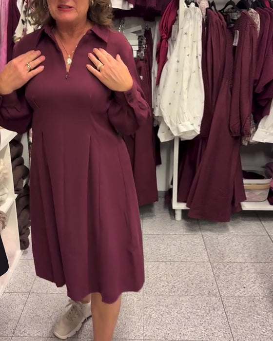 Jurk Halve Rits Kraag Zwierig