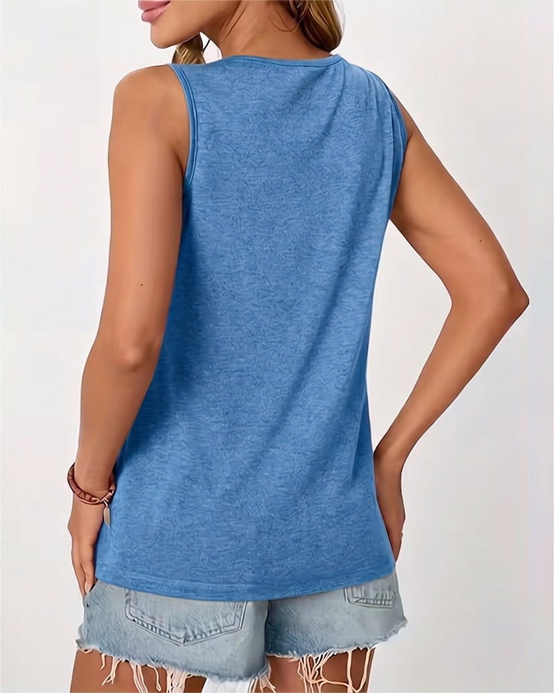 Tanktop Effen U-Hals Geplisseerd