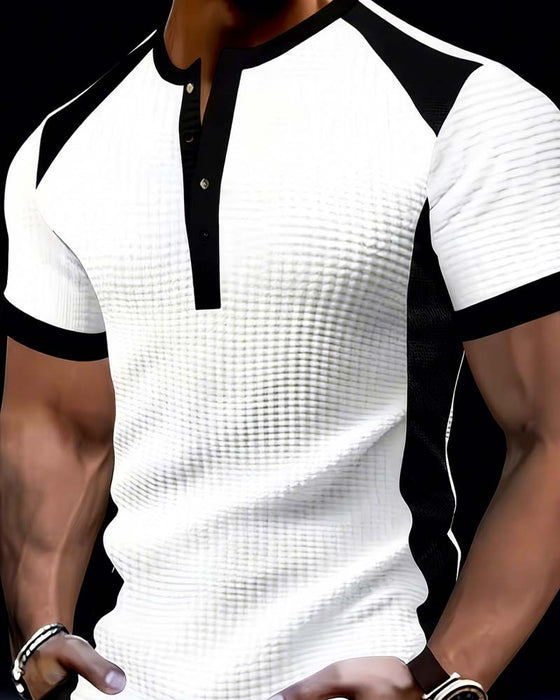 T-Shirt Heren Kleurblok Wafel
