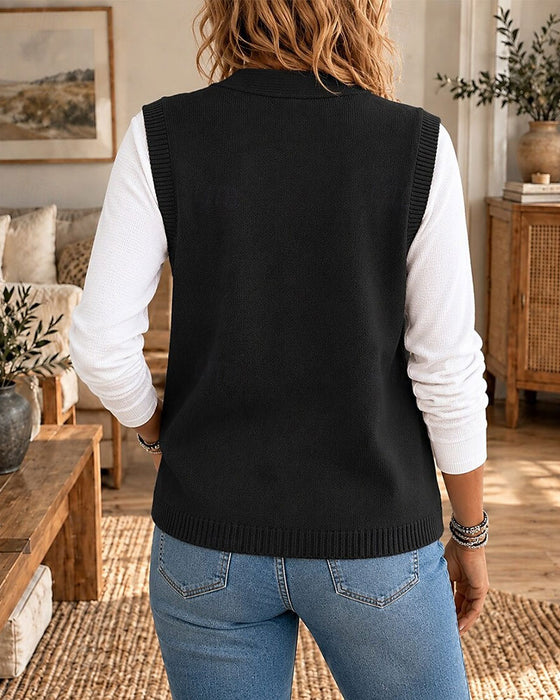 Vest Mouwloos V-Hals Trui