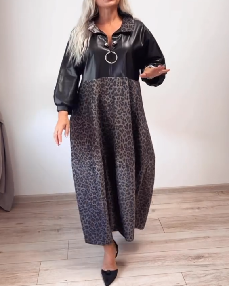 Jurk Met Luipaardprint En Patchwork