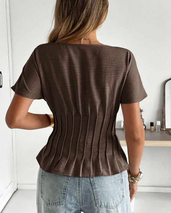 Blouse Geplooid Korte Mouw