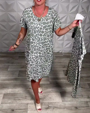 Casual jurk met ronde hals en print