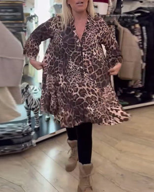 Jurk Lange Mouwen Luipaardprint