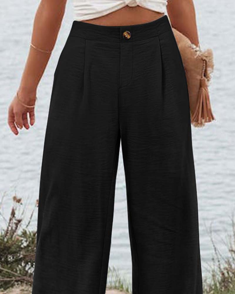 Broek Knoop Elastische Taille Wijd